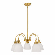 Benson 5 Light Pendant Arms Down, Satin Brass