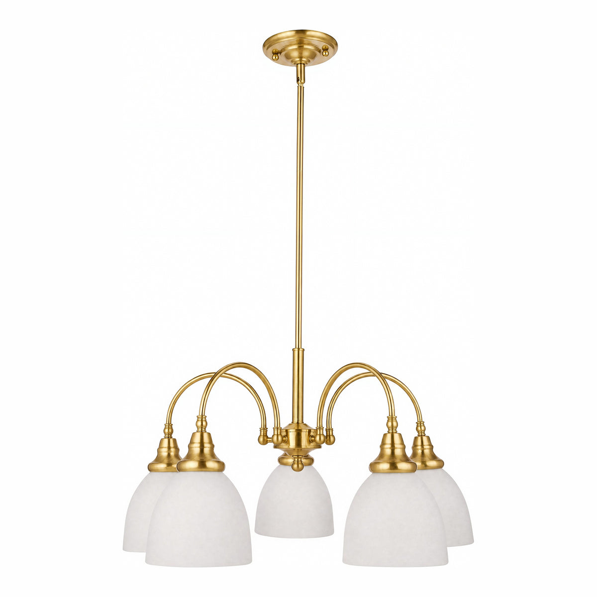 Benson 5 Light Pendant Arms Down, Satin Brass