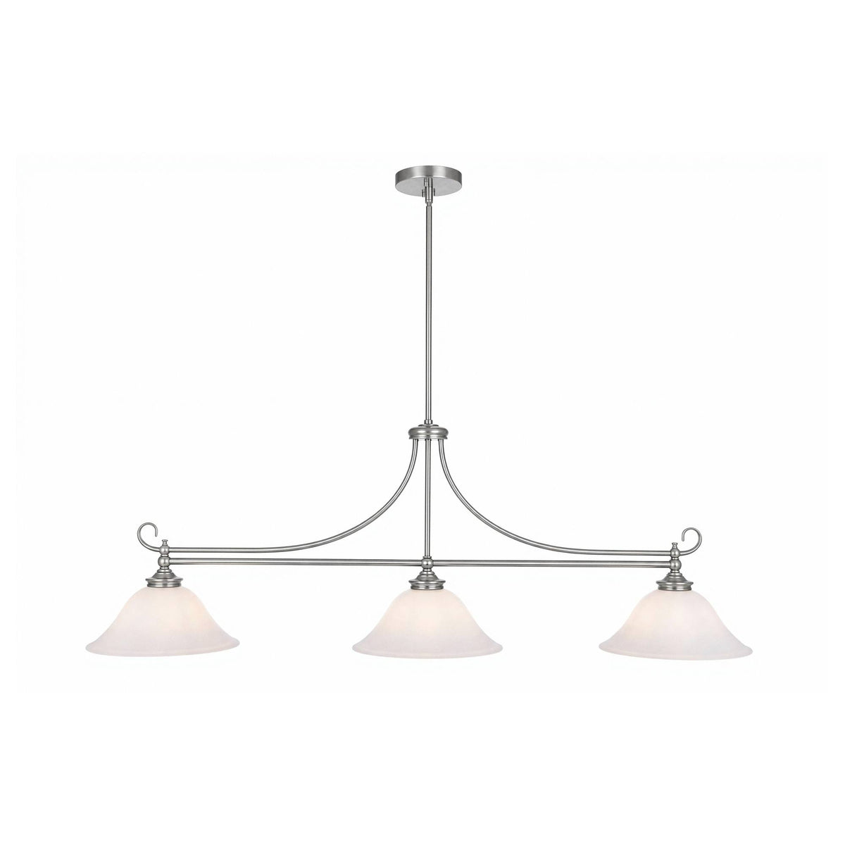 Dallas 3 Light Bench Pendant, Brushed Nickel