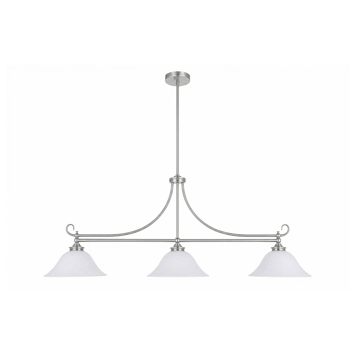 Dallas 3 Light Bench Pendant, Brushed Nickel