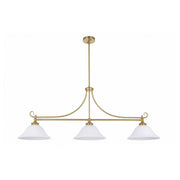 Dallas 3 Light Bench Pendant, Satin Brass