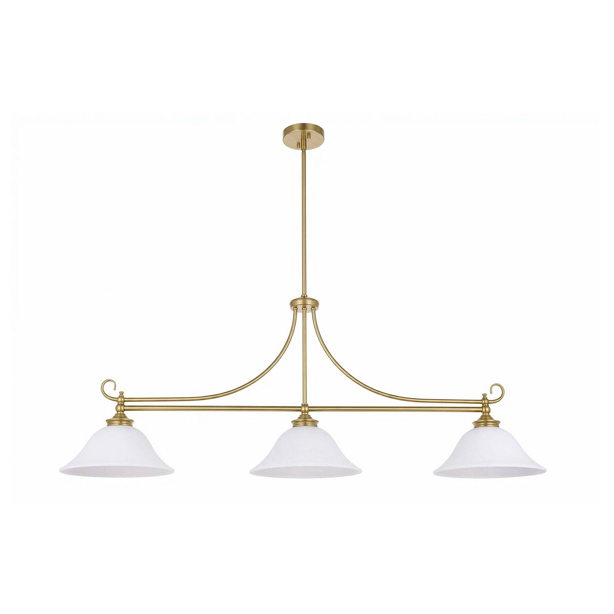 Dallas 3 Light Bench Pendant, Satin Brass