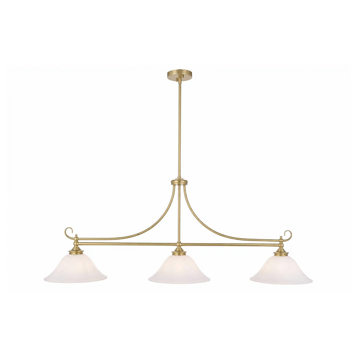 Dallas 3 Light Bench Pendant, Satin Brass