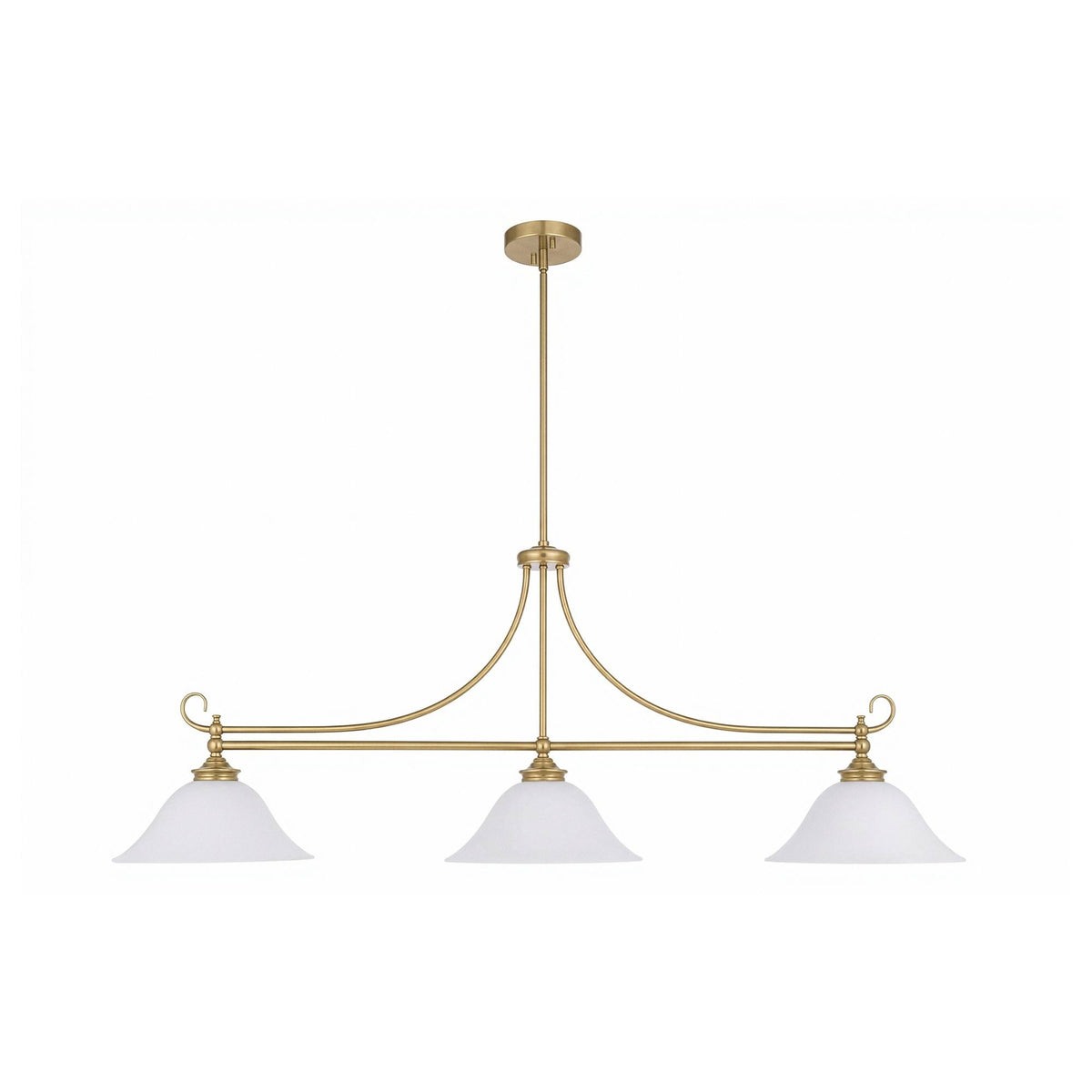 Dallas 3 Light Bench Pendant, Satin Brass