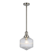Jefferson Small Rod Pendant, Clear Glass & Brushed Nickel