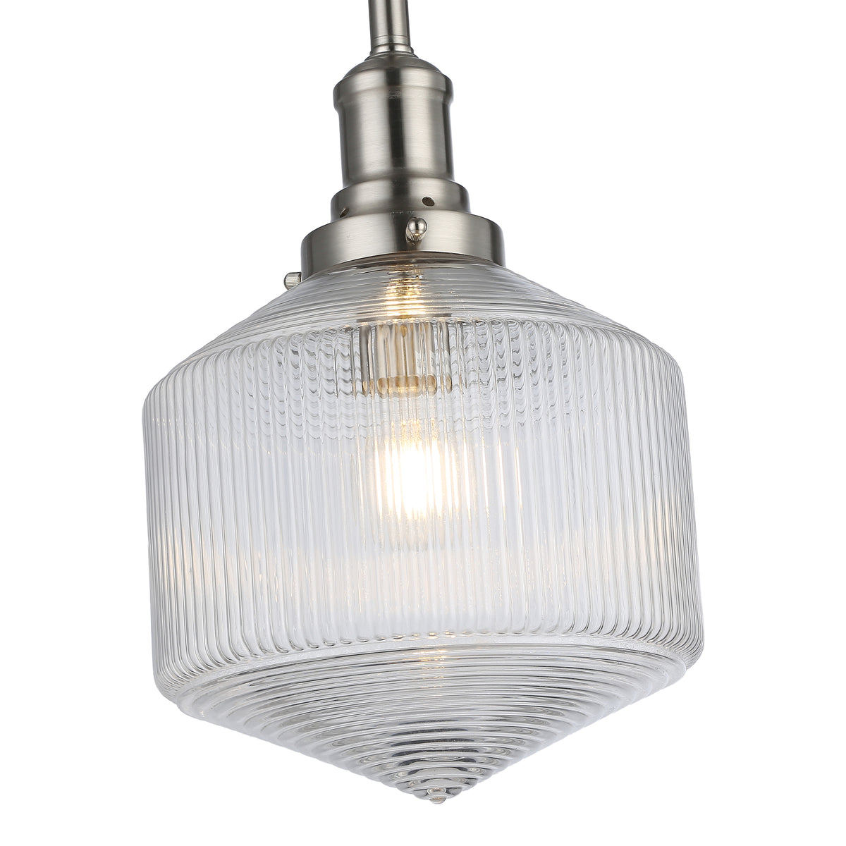 Jefferson Small Rod Pendant, Clear Glass & Brushed Nickel