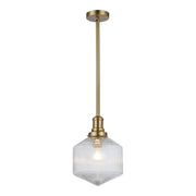 Jefferson Small Rod Pendant, Clear Glass & Satin Brass