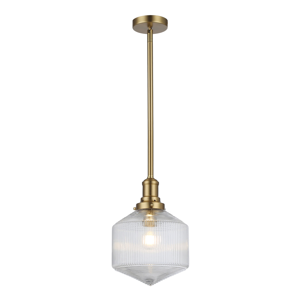 Jefferson Small Rod Pendant, Clear Glass & Satin Brass