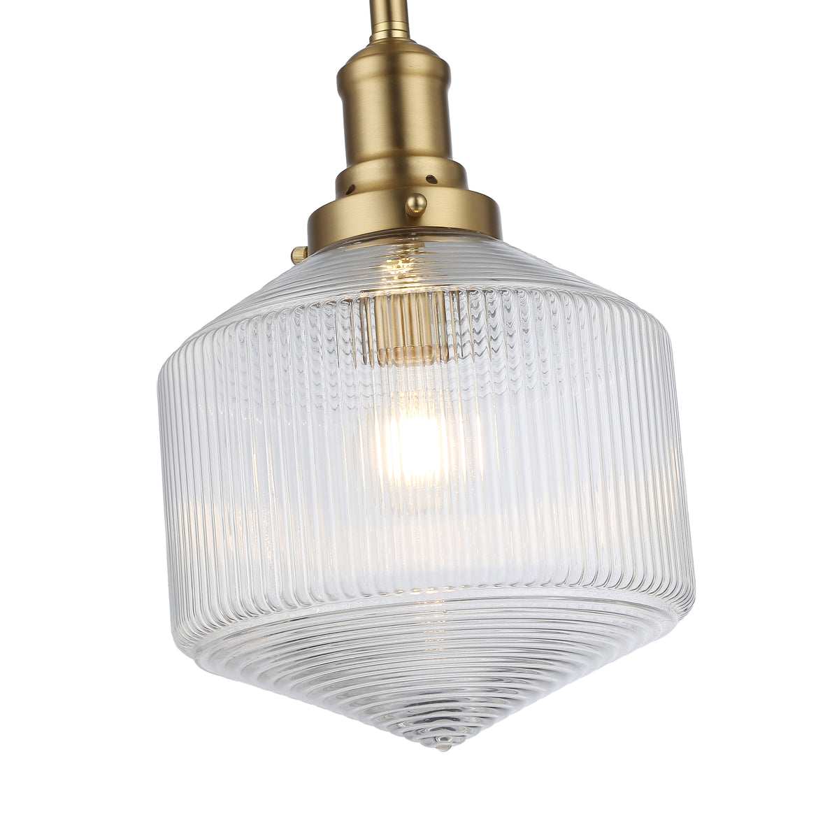 Jefferson Small Rod Pendant, Clear Glass & Satin Brass