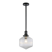 Jefferson Small Rod Pendant, Clear Glass & Matte Black
