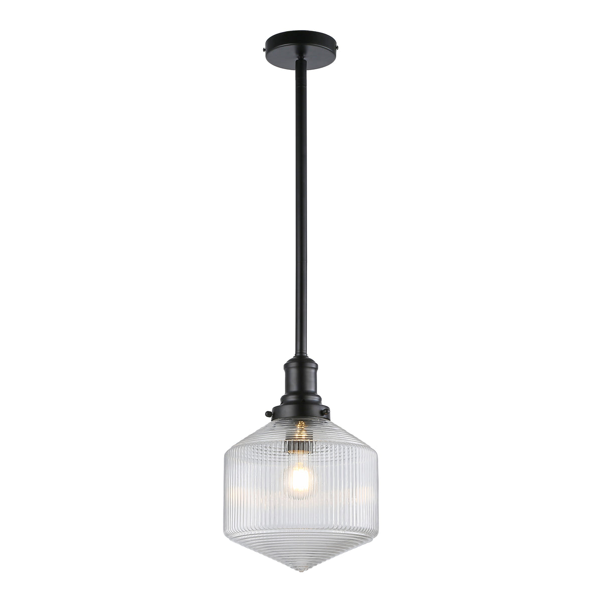 Jefferson Small Rod Pendant, Clear Glass & Matte Black