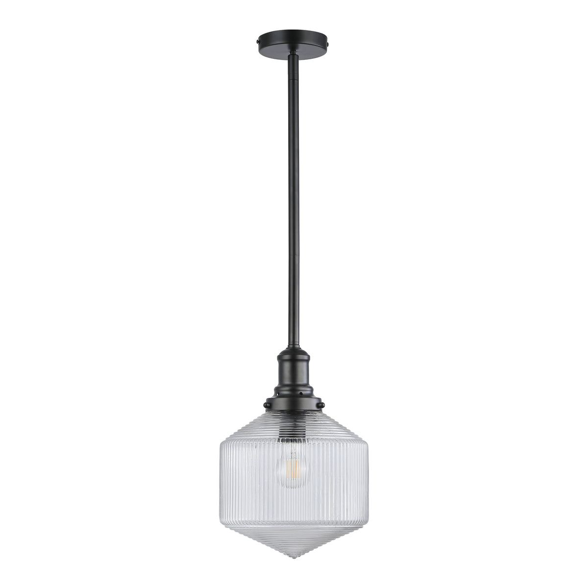 Jefferson Small Rod Pendant, Clear Glass & Matte Black