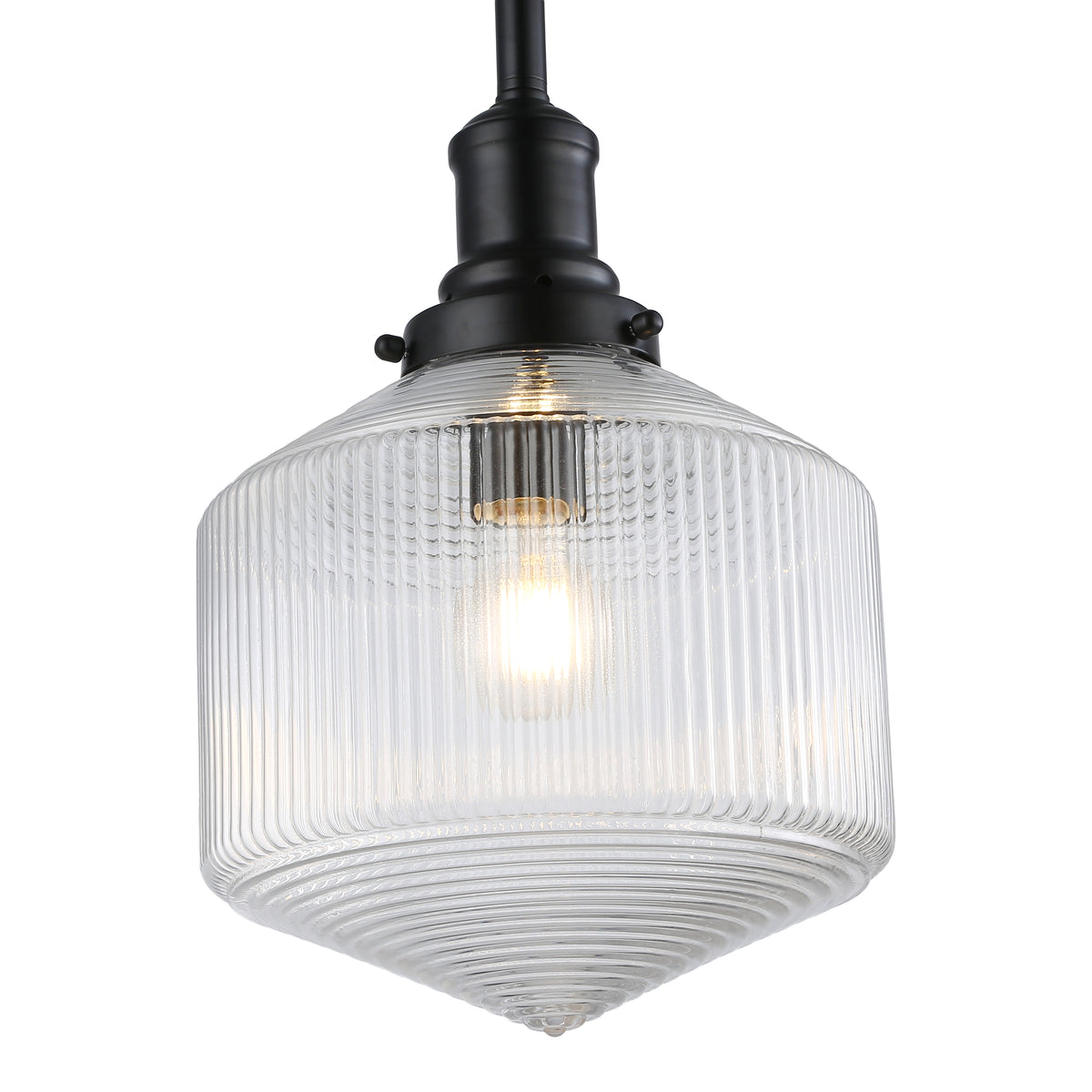 Jefferson Small Rod Pendant, Clear Glass & Matte Black