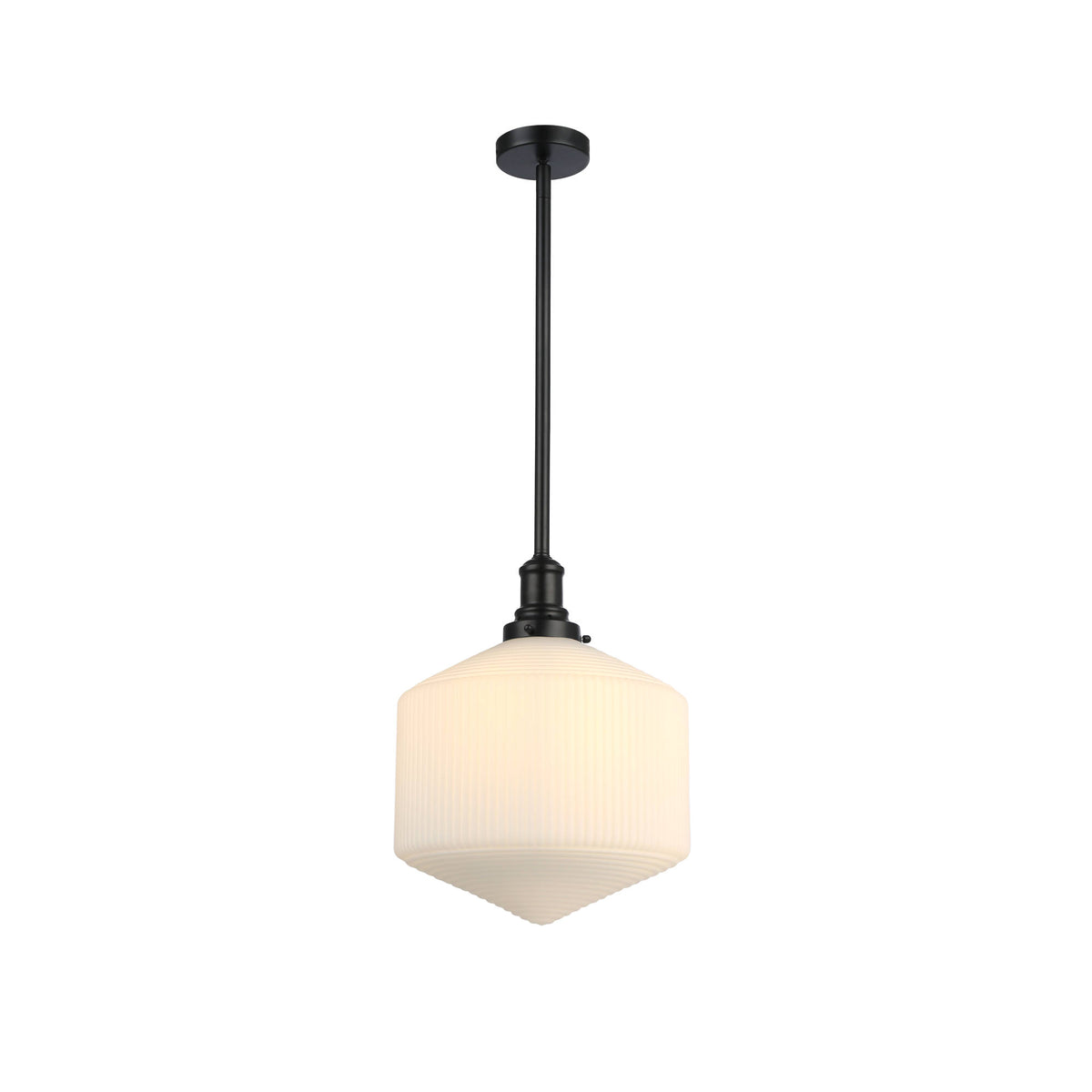 Jefferson Large Rod Pendant, Opal Matte Glass & Matte Black