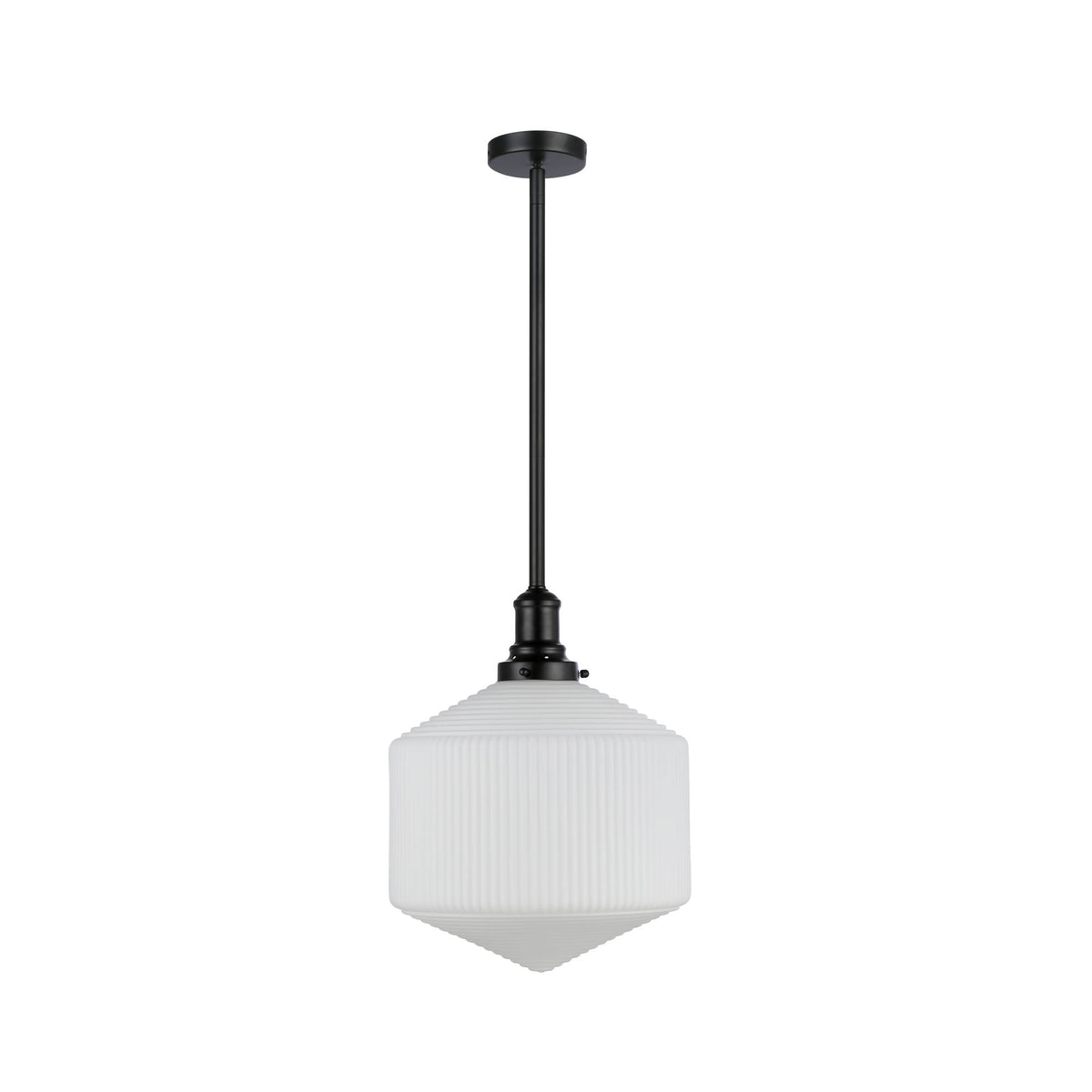 Jefferson Large Rod Pendant, Opal Matte Glass & Matte Black