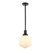 Jefferson Small Rod Pendant, Opal Matte Glass & Matte Black