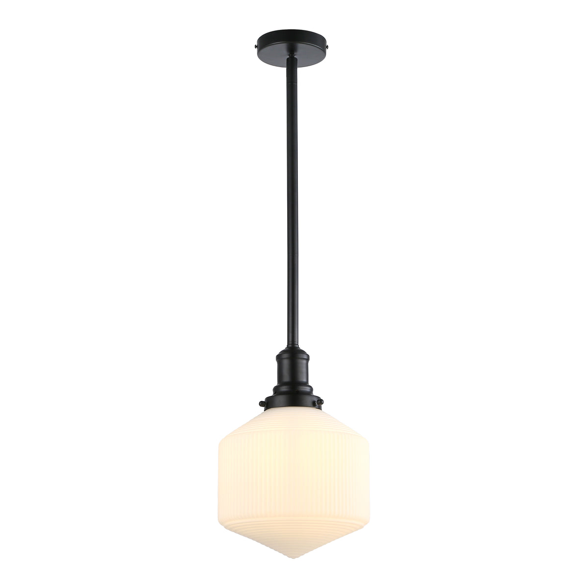 Jefferson Small Rod Pendant, Opal Matte Glass & Matte Black