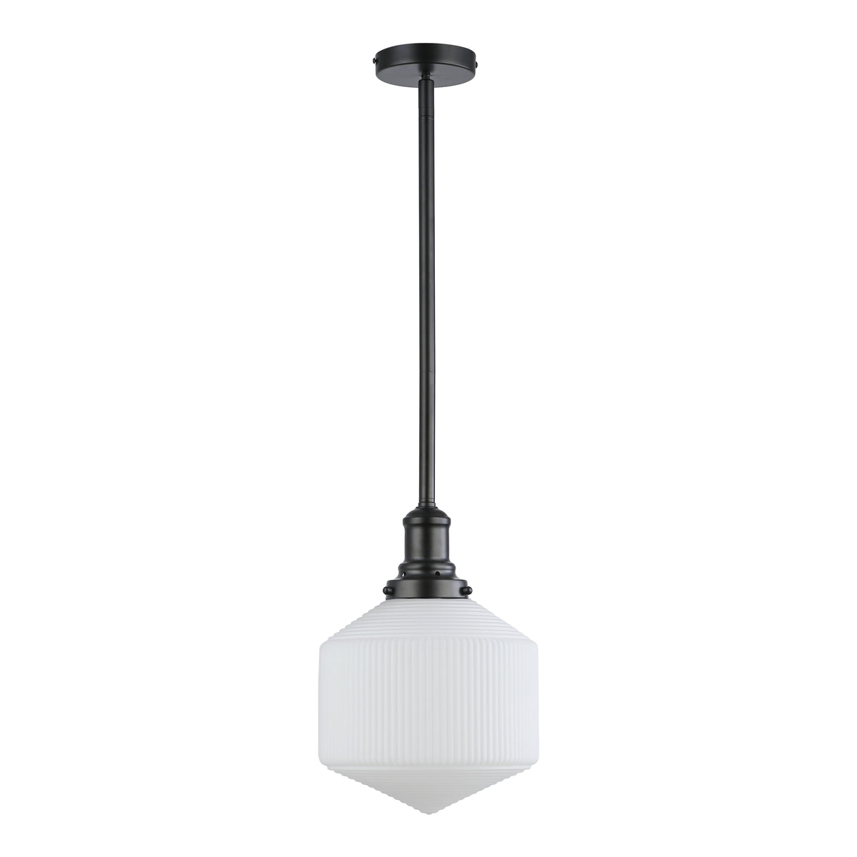 Jefferson Small Rod Pendant, Opal Matte Glass & Matte Black