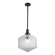Jefferson Large Rod Pendant, Clear Glass & Matte Black