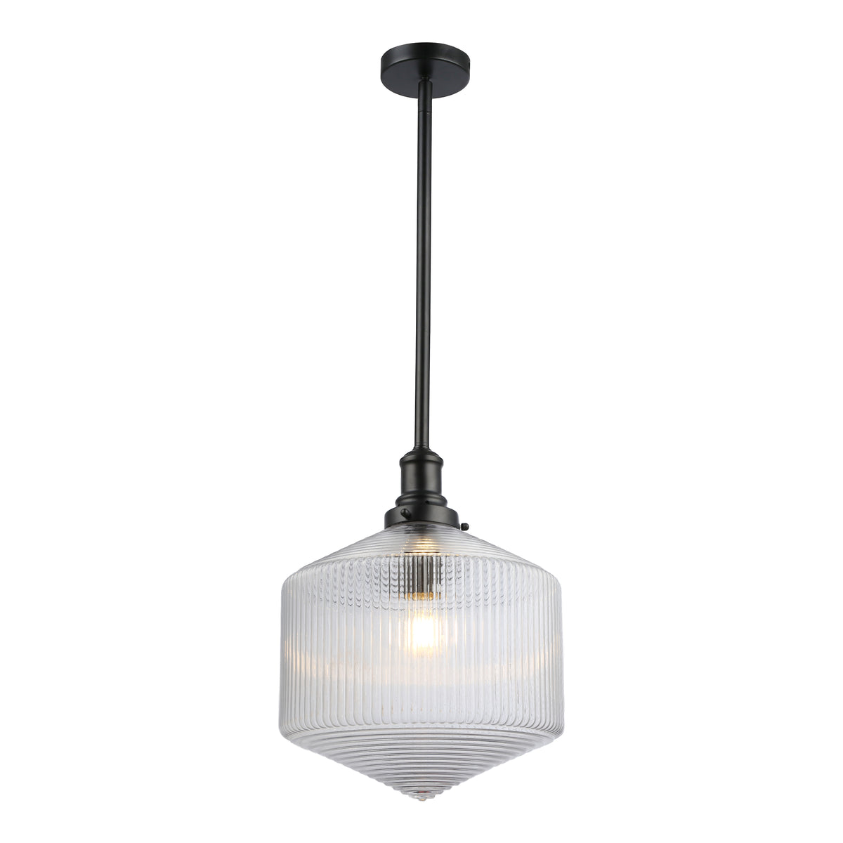 Jefferson Large Rod Pendant, Clear Glass & Matte Black