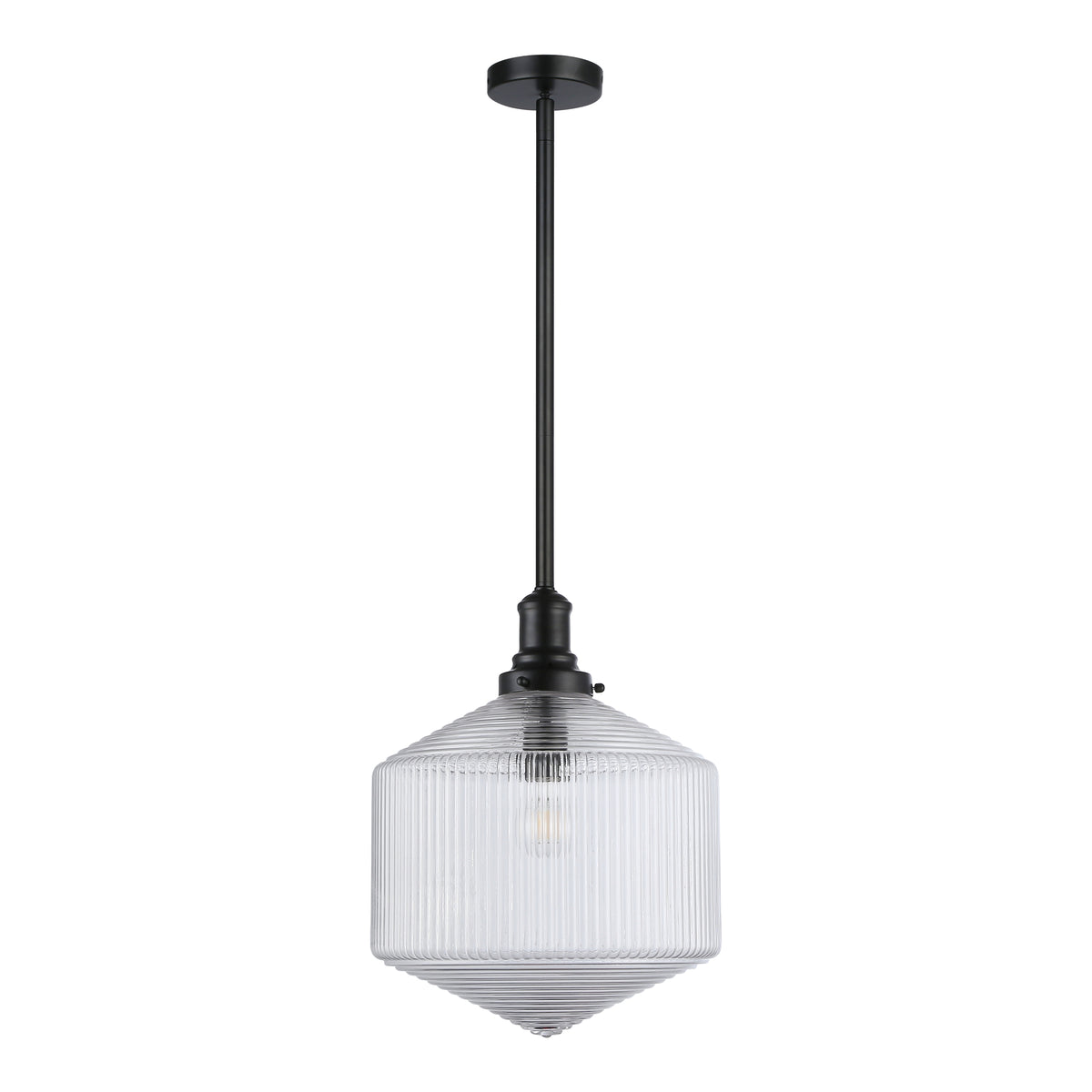 Jefferson Large Rod Pendant, Clear Glass & Matte Black