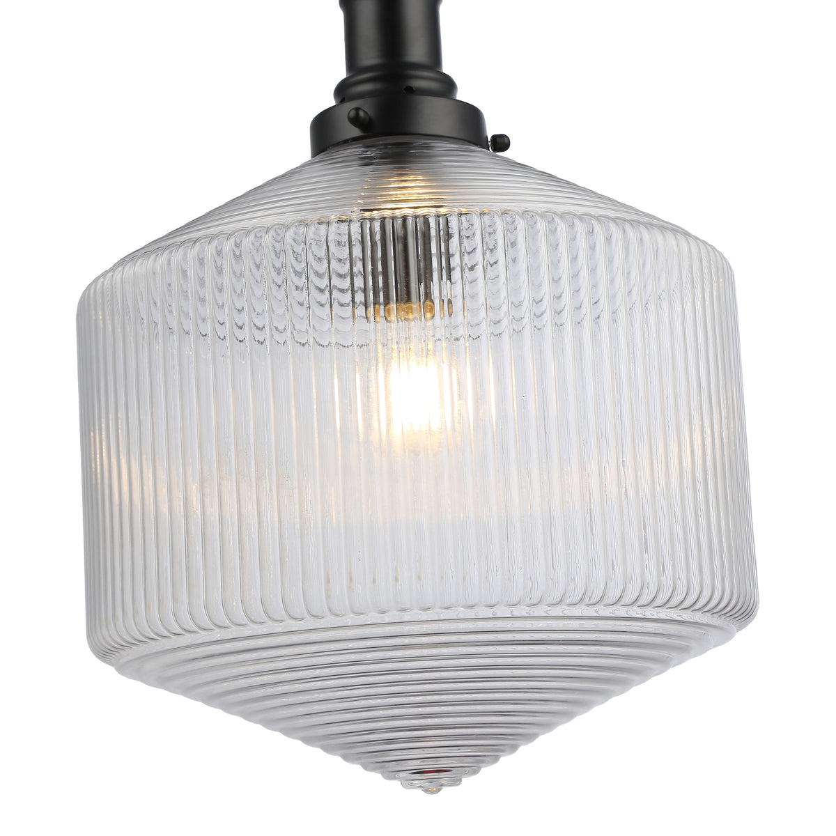 Jefferson Large Rod Pendant, Clear Glass & Matte Black