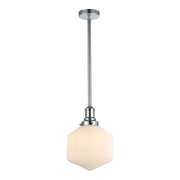 Jefferson Small Rod Pendant, Opal Matte Glass & Chrome