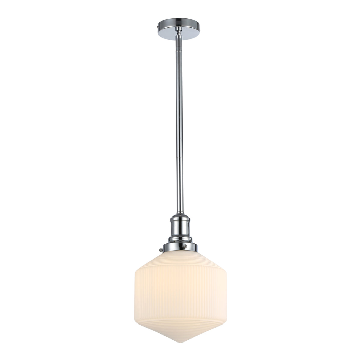 Jefferson Small Rod Pendant, Opal Matte Glass & Chrome