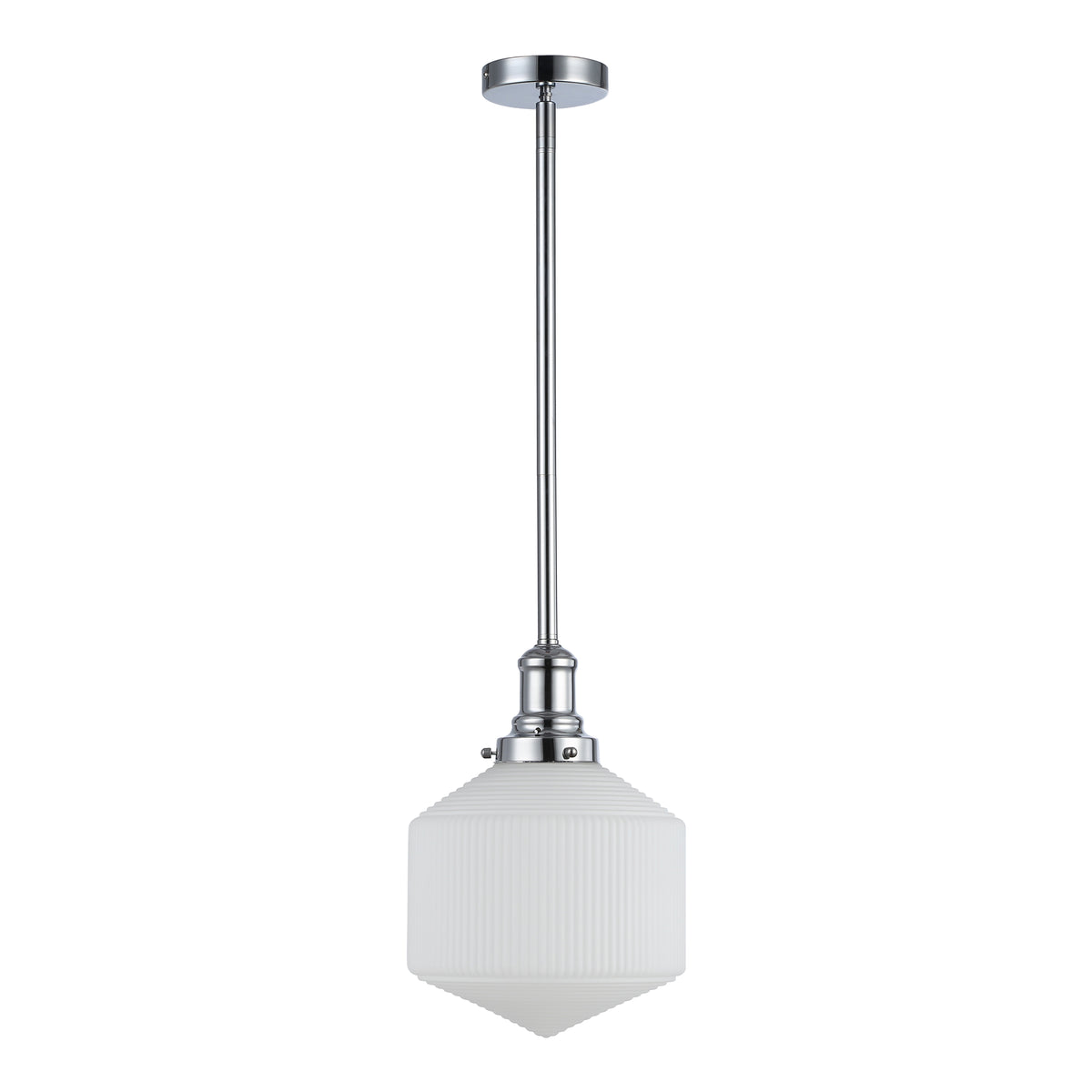 Jefferson Small Rod Pendant, Opal Matte Glass & Chrome