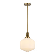 Jefferson Small Rod Pendant, Opal Matte Glass & Satin Brass