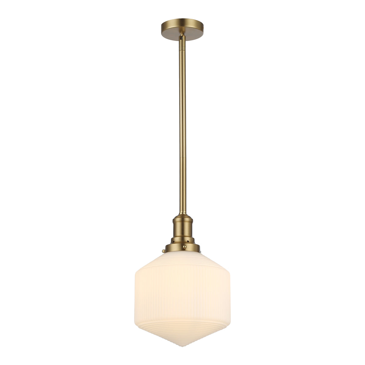 Jefferson Small Rod Pendant, Opal Matte Glass & Satin Brass