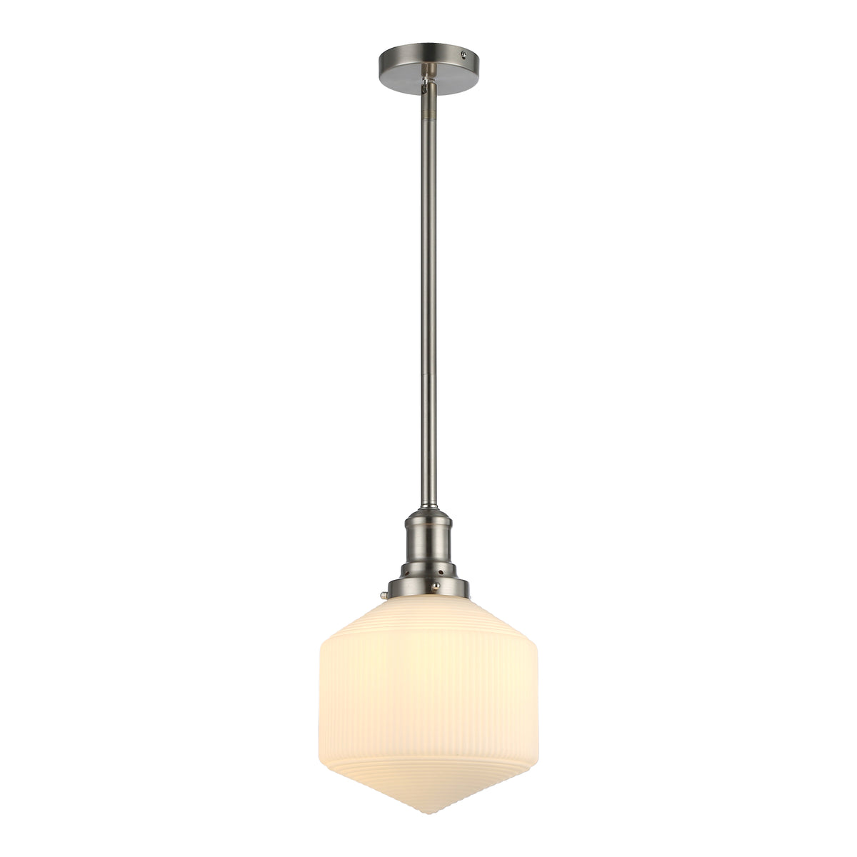 Jefferson Small Rod Pendant, Opal Matte Glass & Brushed Nickel