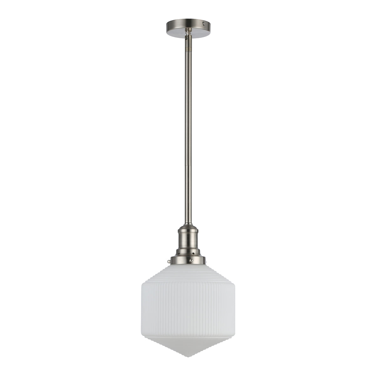 Jefferson Small Rod Pendant, Opal Matte Glass & Brushed Nickel