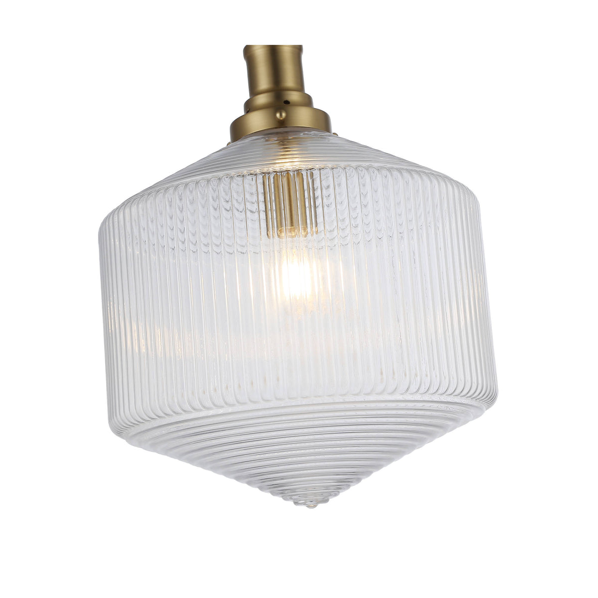 Jefferson Large Rod Pendant, Clear Satin Glass & Brass