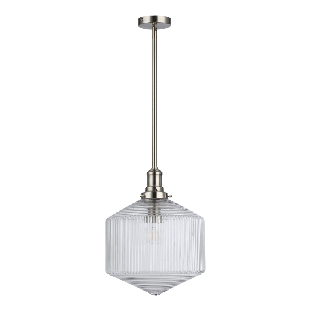 Jefferson Large Rod Pendant, Clear Glass & Brushed Nickel