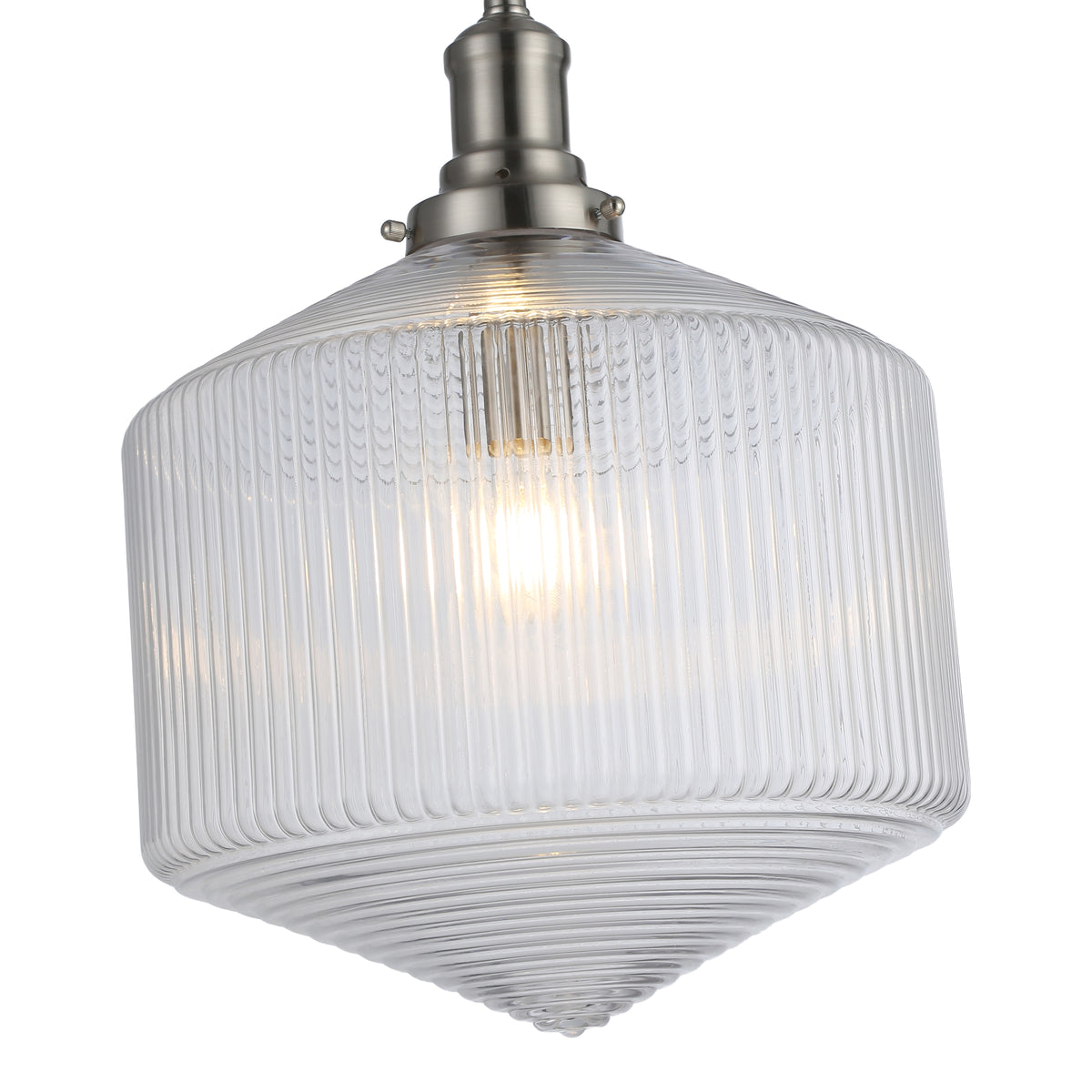 Jefferson Large Rod Pendant, Clear Glass & Brushed Nickel