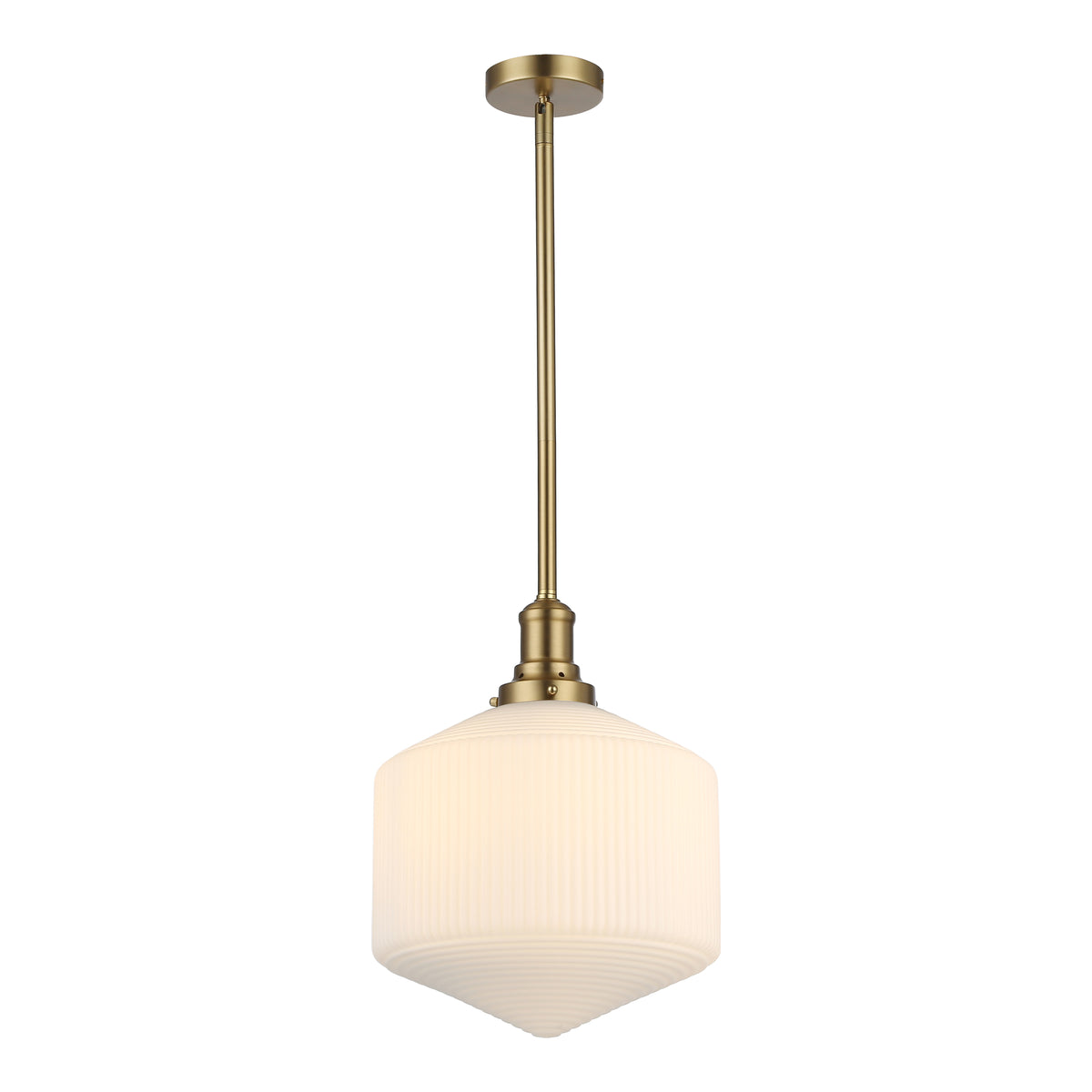 Jefferson Large Rod Pendant, Opal Matte Glass & Satin Brass