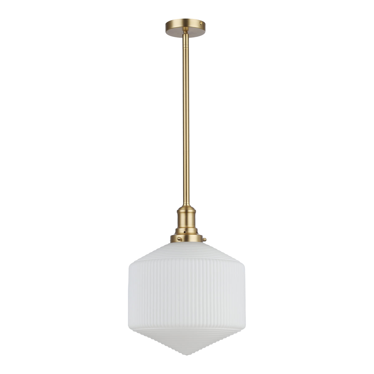 Jefferson Large Rod Pendant, Opal Matte Glass & Satin Brass