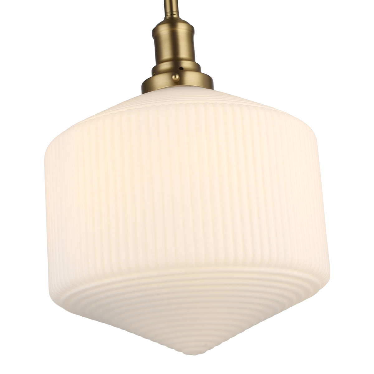 Jefferson Large Rod Pendant, Opal Matte Glass & Satin Brass
