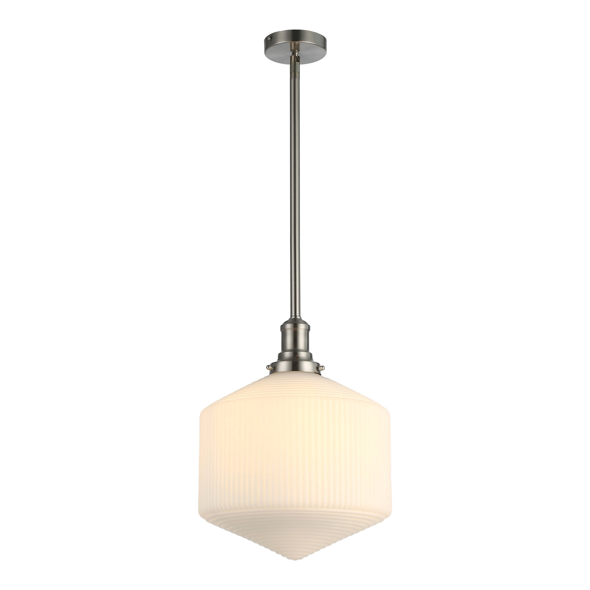 Jefferson Large Rod Pendant, Opal Matte Glass & Brushed Nickel