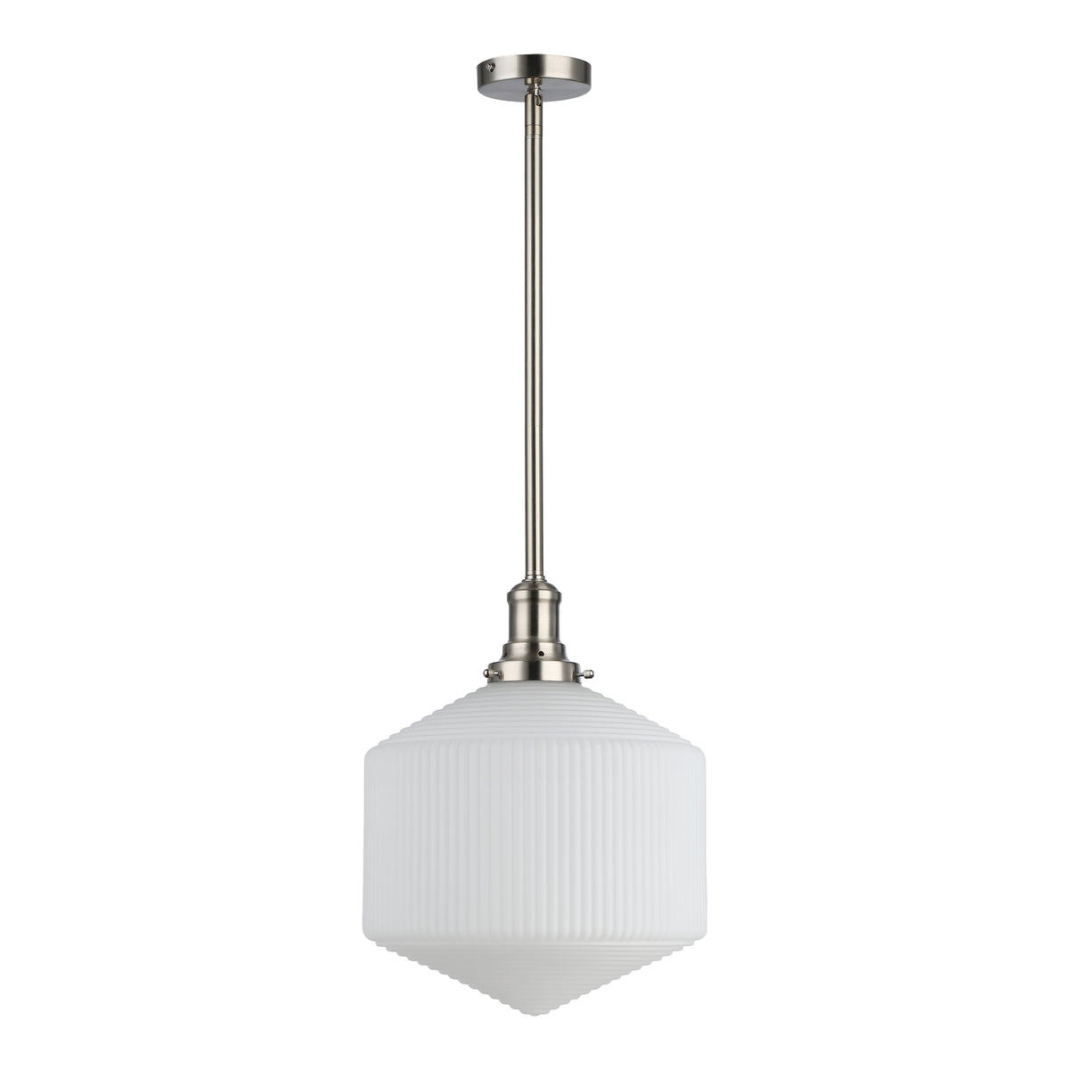 Jefferson Large Rod Pendant, Opal Matte Glass & Brushed Nickel
