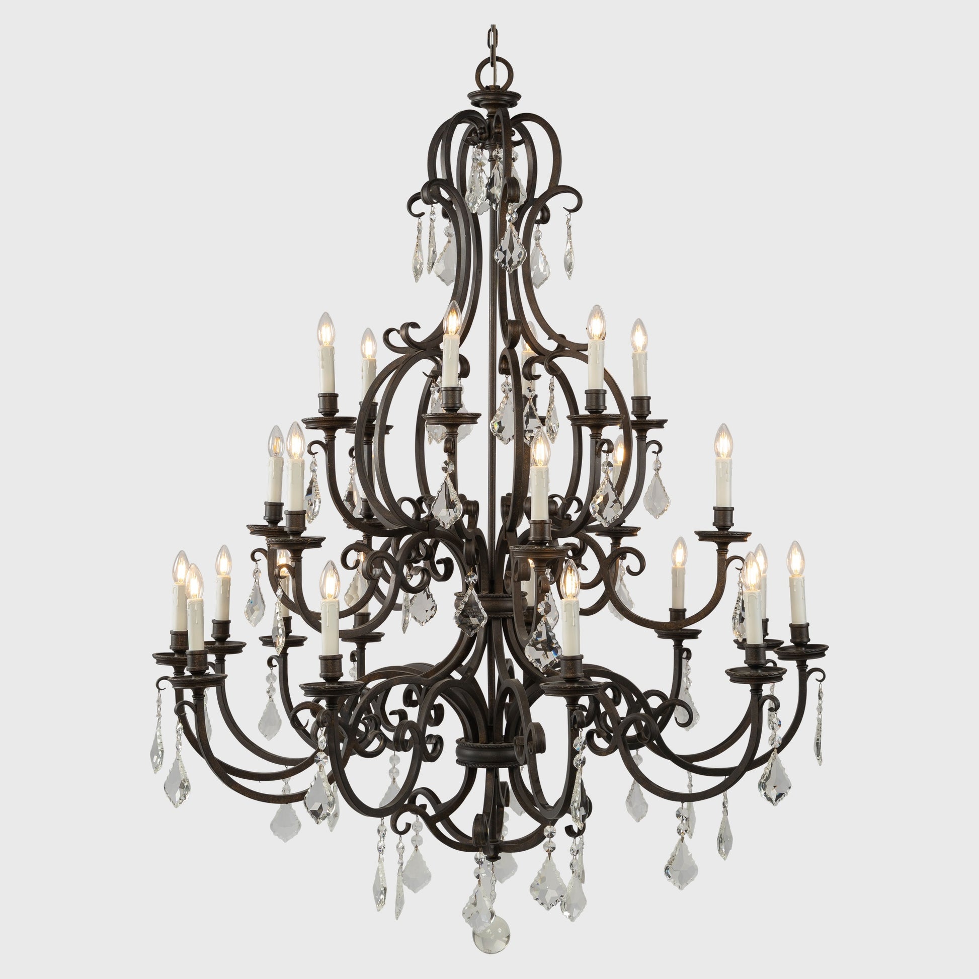 Louis 15th 24 Light Pendant White Candle Covers
