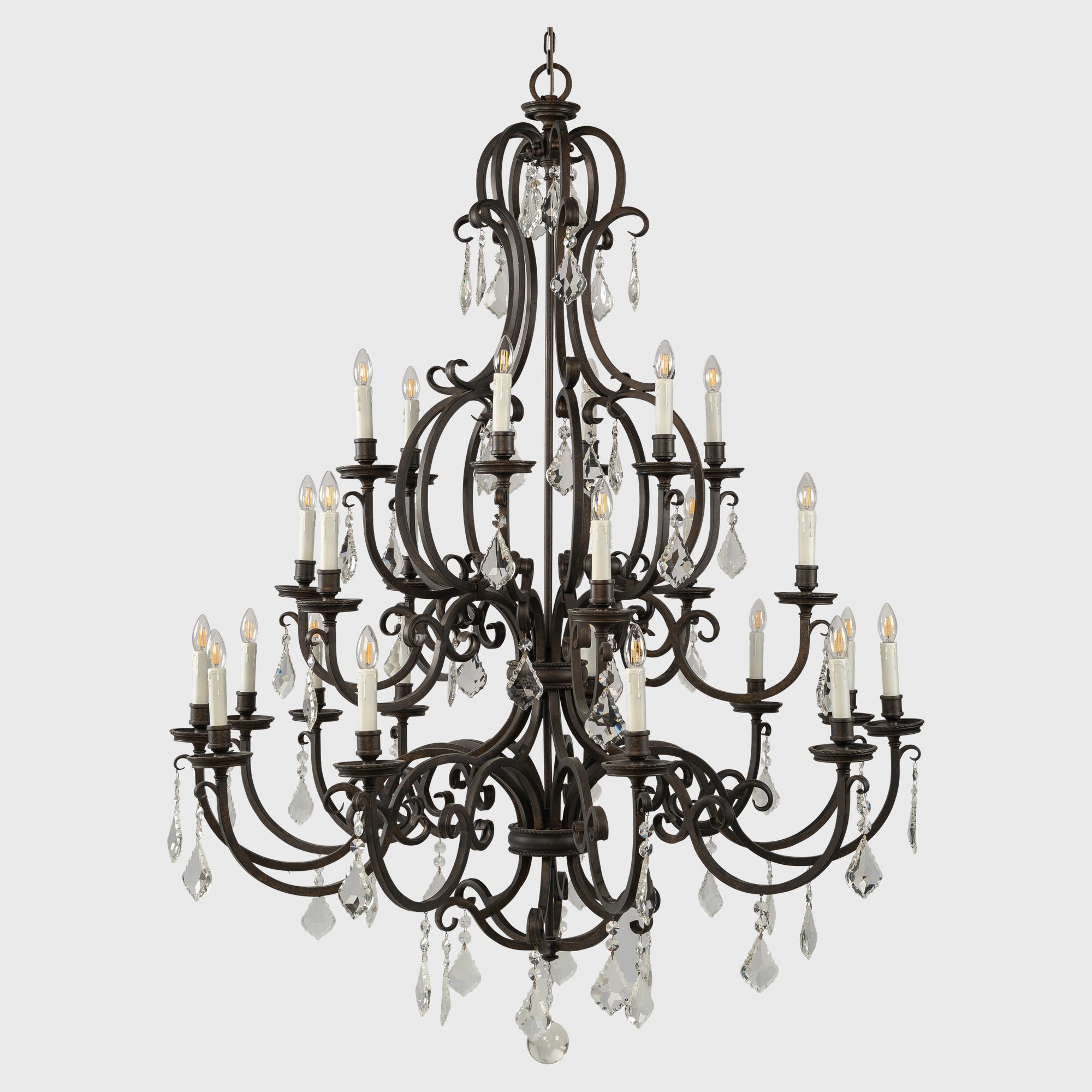 Louis 15th 24 Light Pendant White Candle Covers