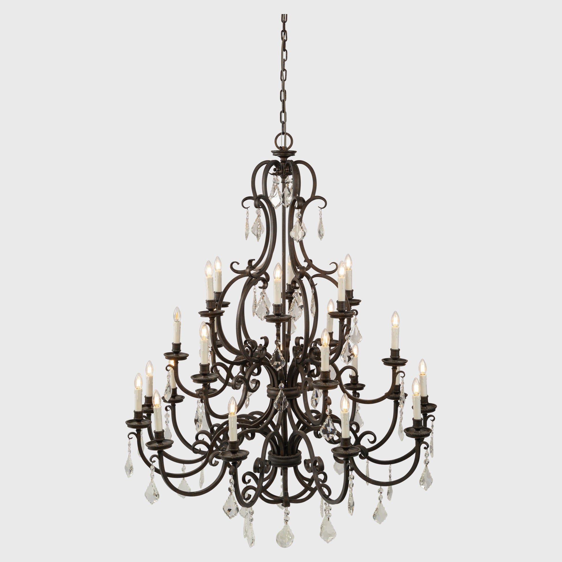 Louis 15th 24 Light Pendant White Candle Covers