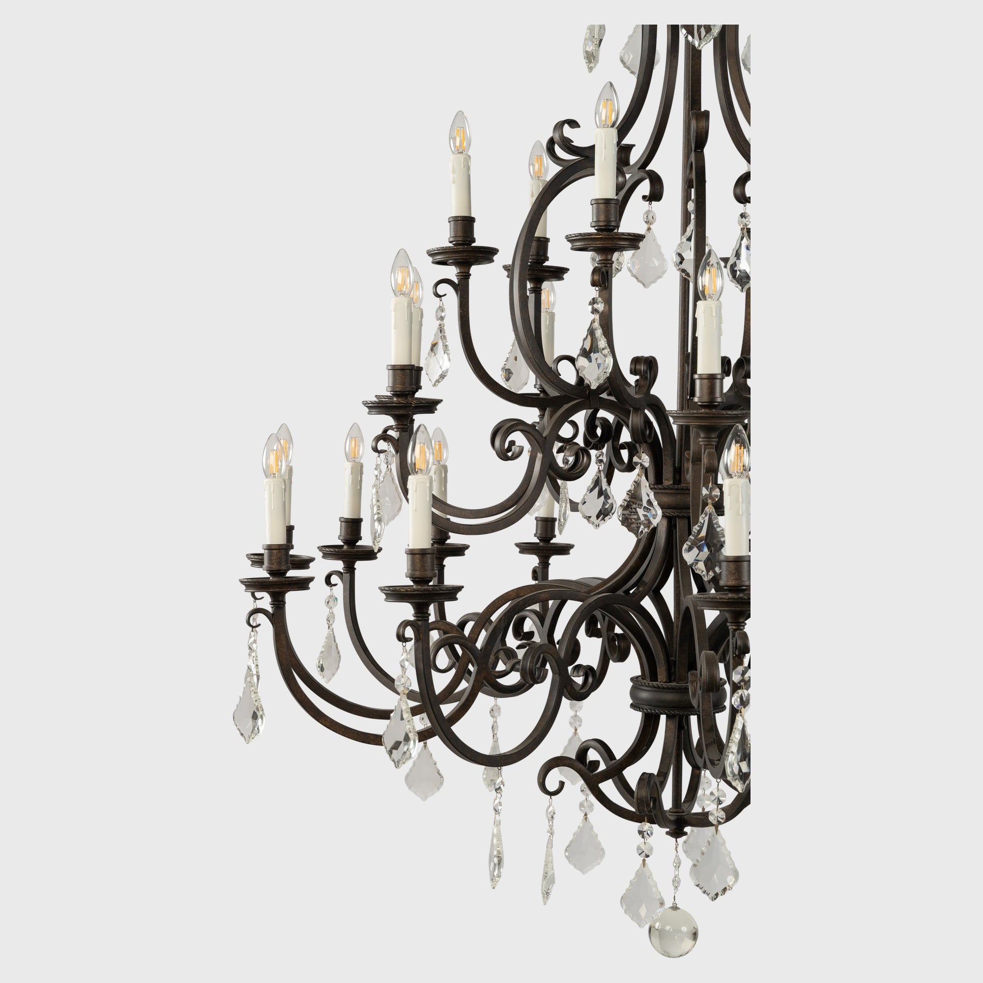 Louis 15th 24 Light Pendant White Candle Covers
