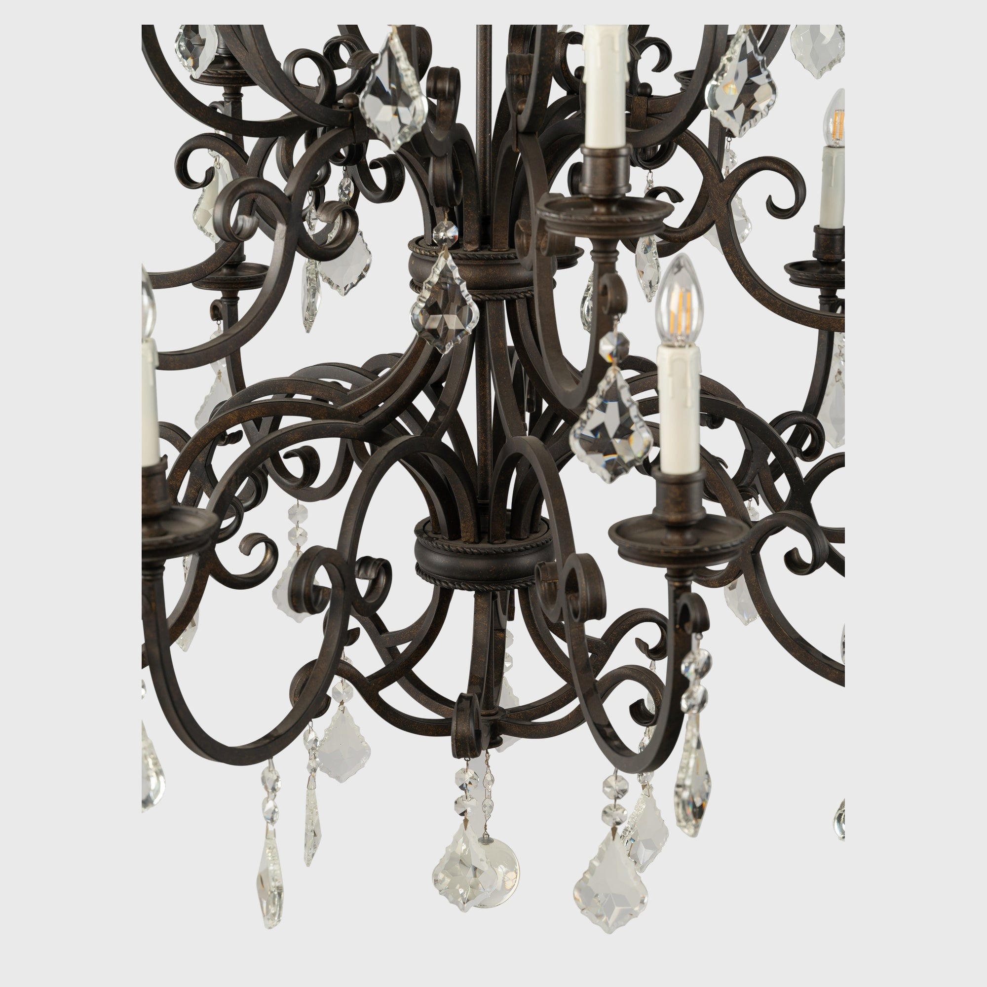 Louis 15th 24 Light Pendant White Candle Covers