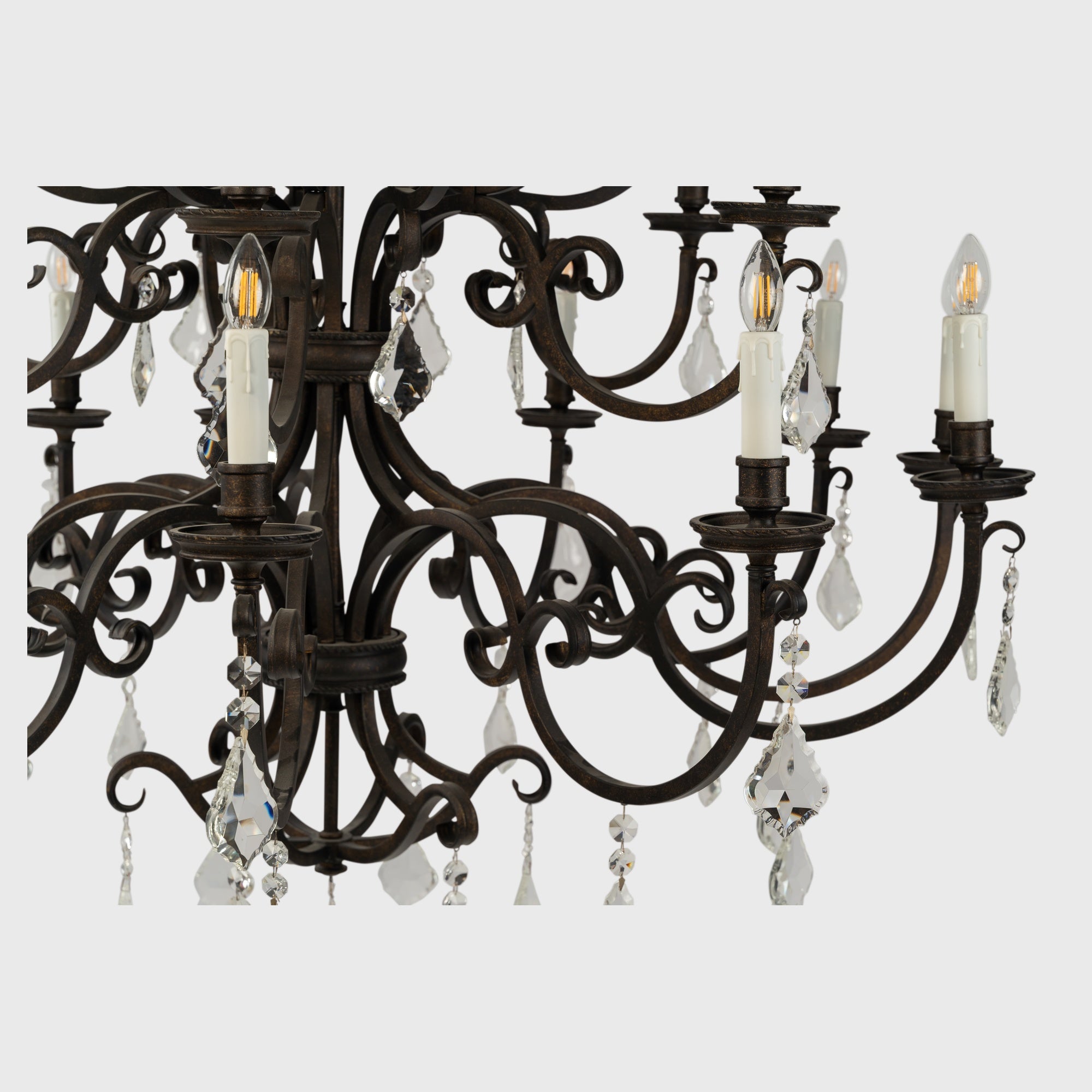 Louis 15th 24 Light Pendant White Candle Covers