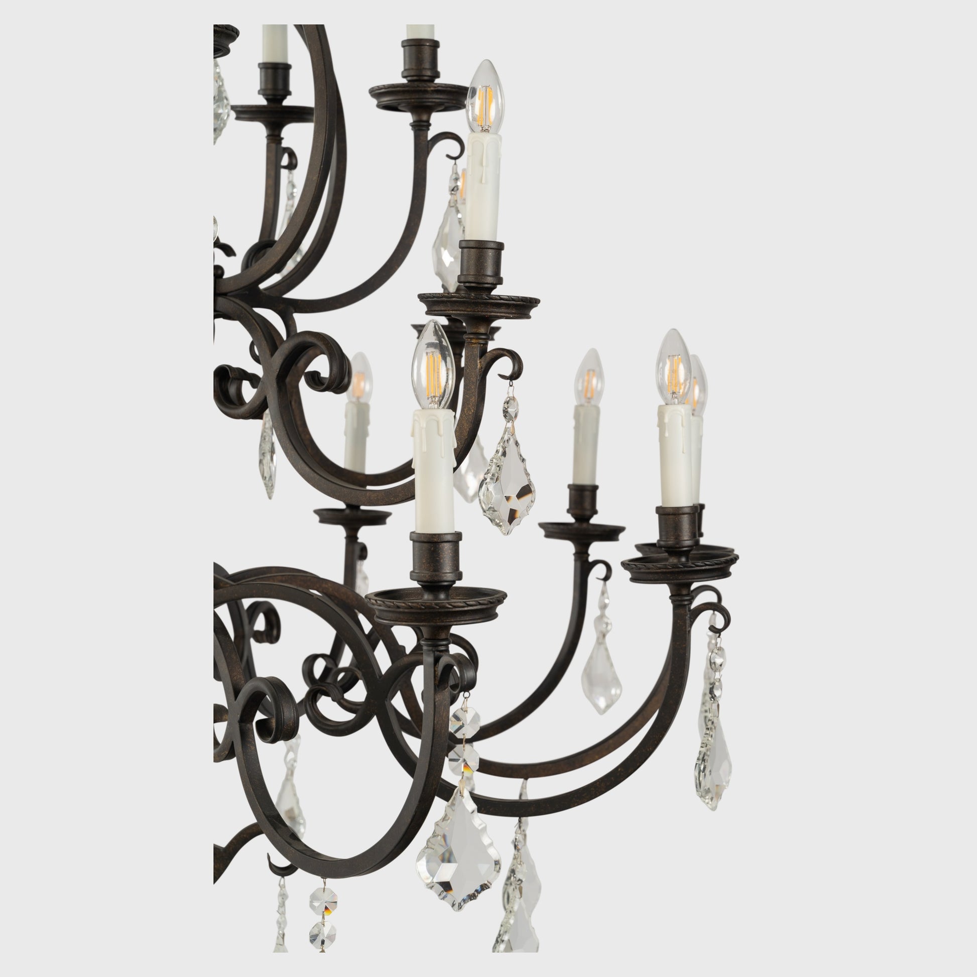 Louis 15th 24 Light Pendant White Candle Covers