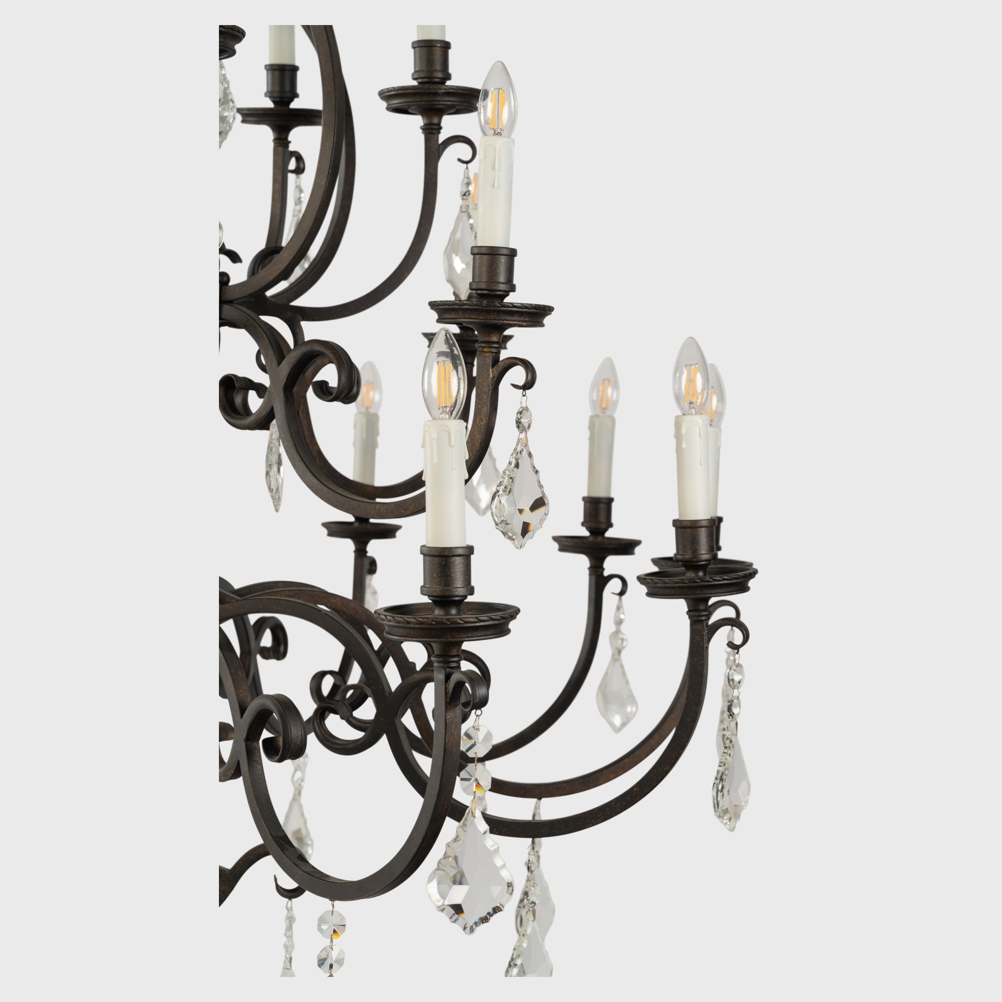 Louis 15th 24 Light Pendant White Candle Covers