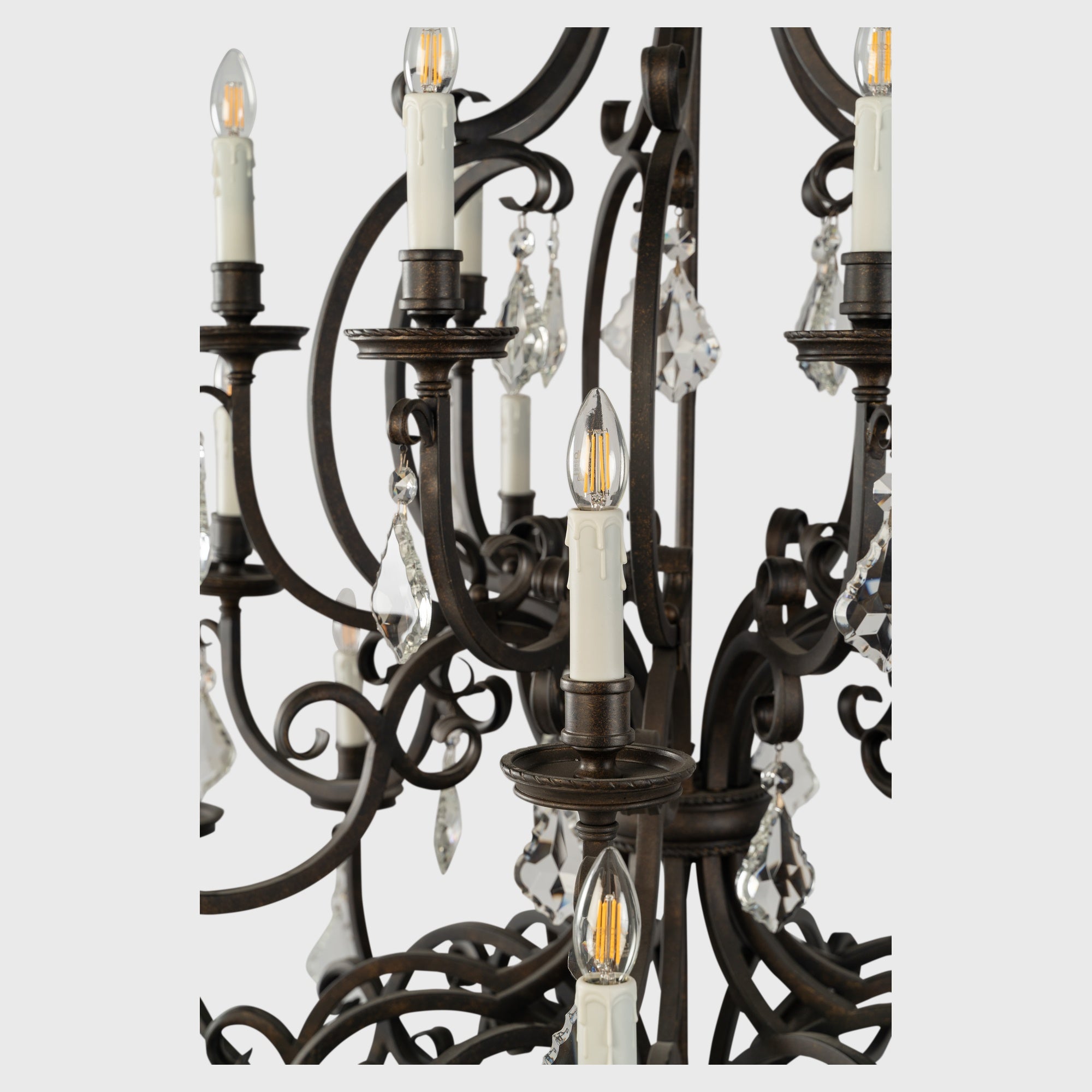 Louis 15th 24 Light Pendant White Candle Covers